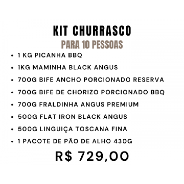 KIT CHURRASCO PARA 10 PESSOAS - R$ 729,00