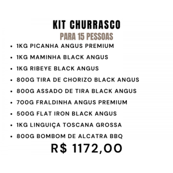 KIT CHURRASCO PARA 15 PESSOAS - R$ 1172,00